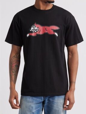 Icecream Black Tee with Red Logo and Multicolor Graphic